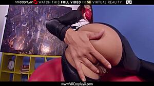 VRCosplayX Polly Pons Rides Spidey's Dick Hard in Tight Catsuit