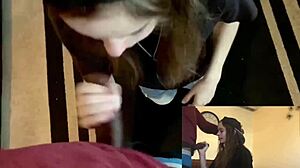 Cute lesbian best friend sucks big cock for place to stay.