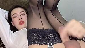 Can a trans asian babe handle solo cum outdoors?