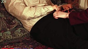 Blonde 18-year-old student enjoys a private lesson with her teacher