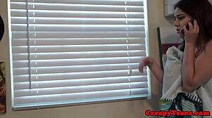 Gorgeous petite 18+ gets roughly dominated by neighbor's cock