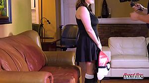 Busty brunette coed rides cock hard in every position!