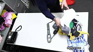 sexy teen thief rides cock deepthroat in office