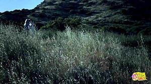 Training Lesbian Exhibitionist by Licking Her Outdoors