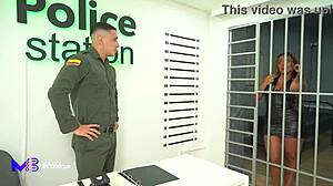 A policeman dominates a brunette whore with a huge ass in rough prison sex. Max Betancur and Carla Morelli deliver raw action.