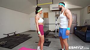 Penny Barber asks, Want to see my steaming hot MILF workout with the trainer?