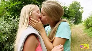 flaming hot blonde lesbians have amazing outdoor sex with fingering