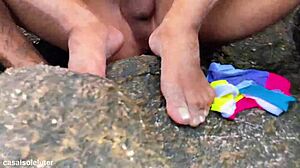 Fuck that blonde hard on the white beach!