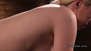 Big booty blonde tied up and whipped