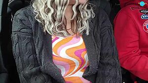 Dirty husband enjoys a sneaky blowjob in public car