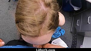 Punish cute thief claire roos with big cock in garage domination!