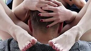 Look at this redhead babe with long legs getting creampied!