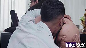 Curvy Latina lawyer trades big ass for client's freedom in office