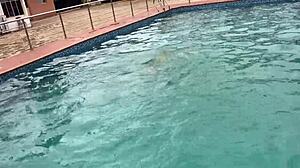 after pool fun intimate moments with curvy woman