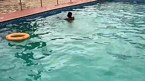 after pool fun intimate moments with curvy woman