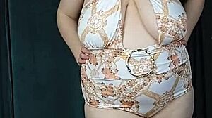 bbw tries on boohoo swimsuit with curves