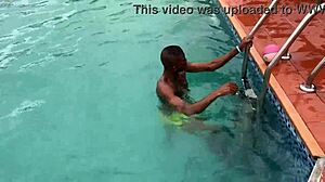 after pool fun intimate moments with curvy woman