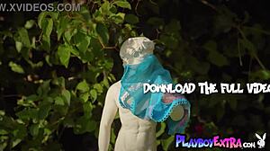 Redhead MILF Strips in Garden