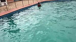 after pool fun intimate moments with curvy woman