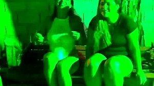 Exhibitionist girls flashing and fucking at the party inside cabaret