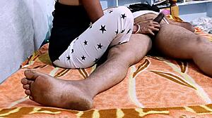 Desihotcouple's Indian Hot Wife Delivers Intense Homemade Handjob, Blowjob, And Footjob In Close-Up POV