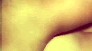 Beautiful brunette amateur with small tits gets fucked bent over in bedroom?