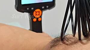 i examined beautiful wet vagina with endoscopy