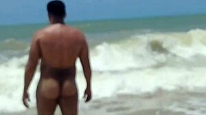 Amateur films macho alpha fucking and cumming on the beach