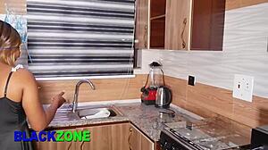 Step Mom Lover Teasing with Curvy Ebony Body Close-Up