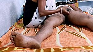 Desihotcouple's Indian Hot Wife Delivers Intense Homemade Handjob, Blowjob, And Footjob In Close-Up POV