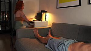 Nerdy Brunette Sucks Cock Deep.