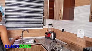 Step Mom Lover Teasing with Curvy Ebony Body Close-Up