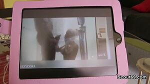 German Teen Caught Him Masturbate and Helps with Dirty Talk