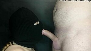 My Step Sister's Mouth Sucks Cock Hidden By Balaclava