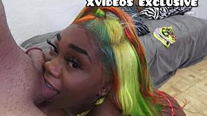 Ebony woman gets rough doggystyle cumshot in interracial fetish