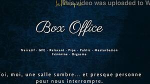 Gentle public blowjob with French flirty talk at office.