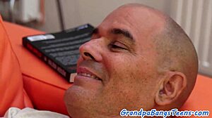 Sweet Teen 18+ Loves Taste of Grandpa's Cum in Blowjob