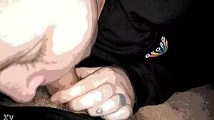 Intense blowjob session where she sucks cock deeply and swallows every drop eagerly