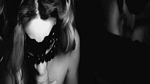 She reaches orgasm from blowjob on small tits