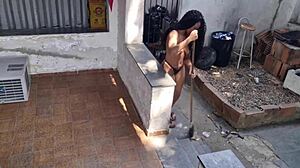 drilling the tight ass of my latina maid