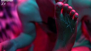 cutie piie rubs popsicle on bare feet