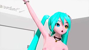 Hatsune Miku and Luka Megurine Strip Nude in World's End Dancehall, Revealing Goddess Bodies with Big Tits and Asses While Dancing Seductively