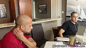 Australian Teen Dominated By Two Shlongs In Hardcore Blowjob