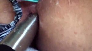 Maledom in kitchen masturbates with daughter's thong, squirting