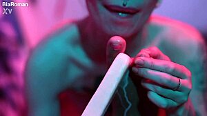 cutie piie rubs popsicle on bare feet