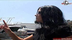 why does this black haired slut with small tits crave bbc for facial cum? naughty european bitch in interracial action.