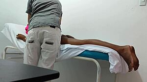 The doctor gives special attention and sensual massage to his female patient in hospital