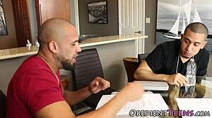 Australian Teen Dominated By Two Shlongs In Hardcore Blowjob