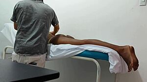 The doctor gives special attention and sensual massage to his female patient in hospital