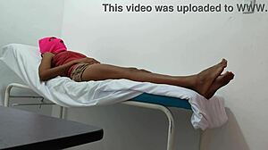 The doctor gives special attention and sensual massage to his female patient in hospital